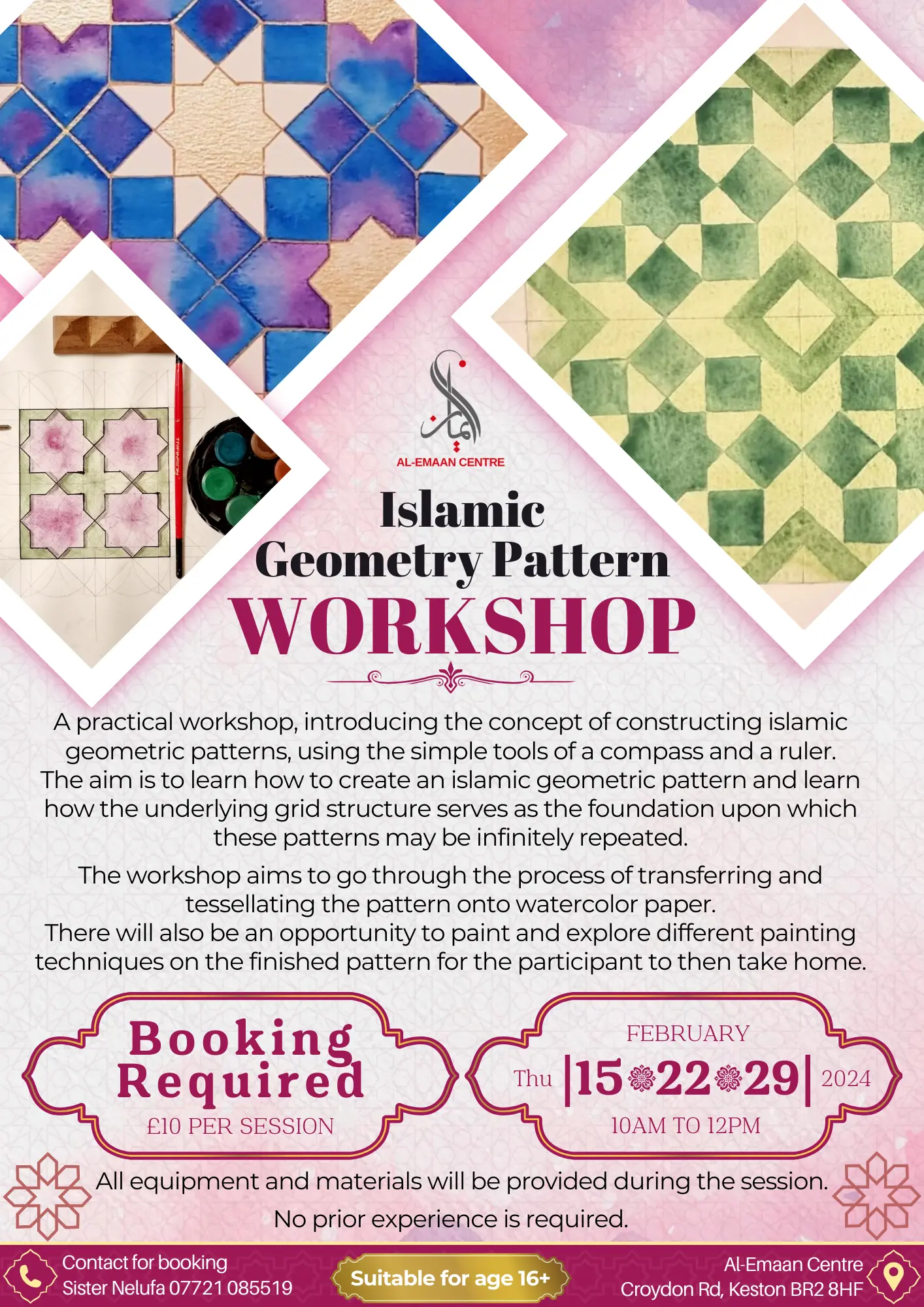 Islamic Geometry Pattern Workshop Al-emaan centre